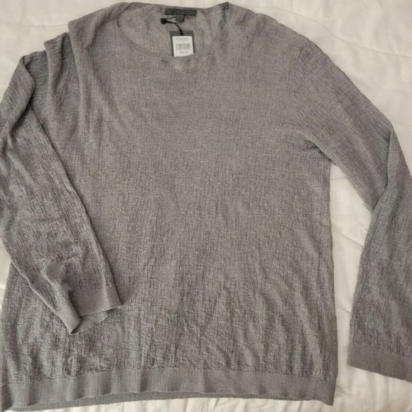 John Varvatos Distressed Jacquard Crewneck Sweater in grey heather ($298) - Picture 9 of 12
